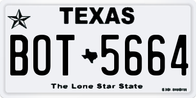 TX license plate BOT5664