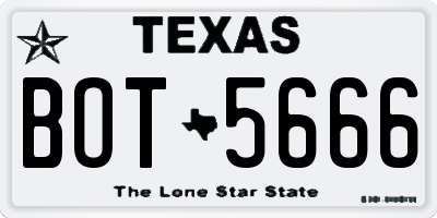 TX license plate BOT5666