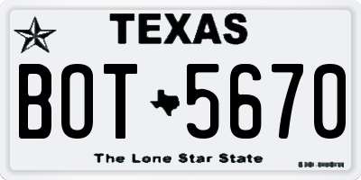 TX license plate BOT5670
