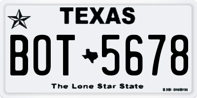 TX license plate BOT5678