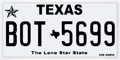 TX license plate BOT5699