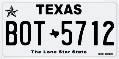 TX license plate BOT5712