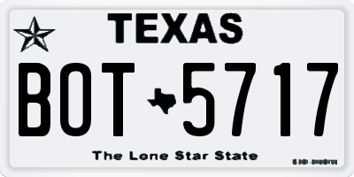 TX license plate BOT5717
