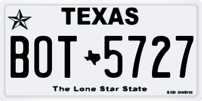 TX license plate BOT5727
