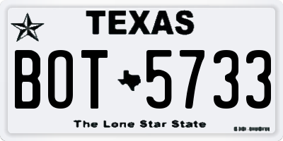 TX license plate BOT5733