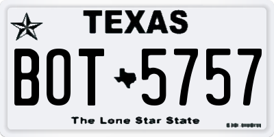 TX license plate BOT5757