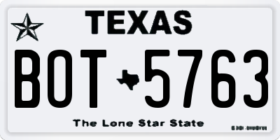 TX license plate BOT5763