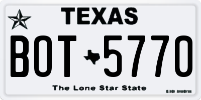 TX license plate BOT5770