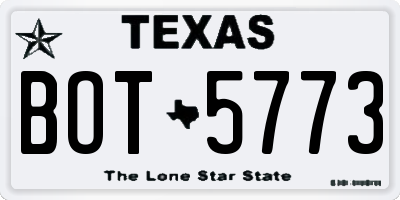 TX license plate BOT5773