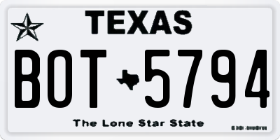 TX license plate BOT5794