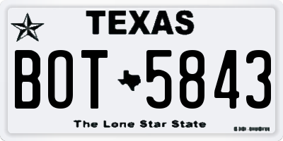 TX license plate BOT5843