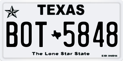 TX license plate BOT5848