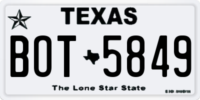 TX license plate BOT5849