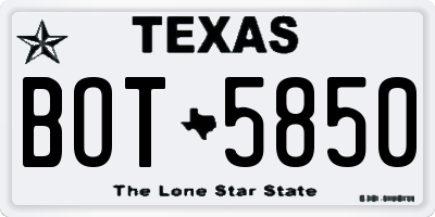 TX license plate BOT5850