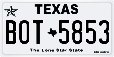 TX license plate BOT5853
