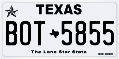 TX license plate BOT5855