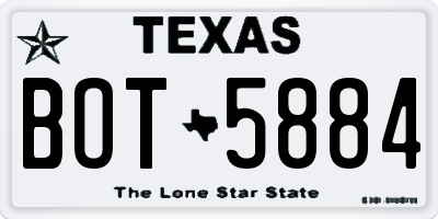 TX license plate BOT5884