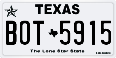 TX license plate BOT5915