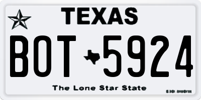 TX license plate BOT5924