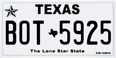 TX license plate BOT5925