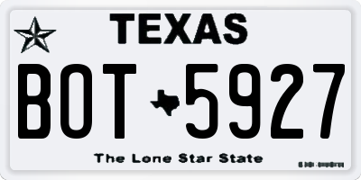 TX license plate BOT5927