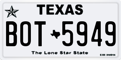 TX license plate BOT5949