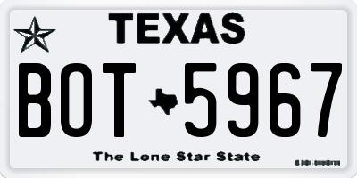 TX license plate BOT5967