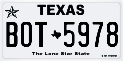 TX license plate BOT5978