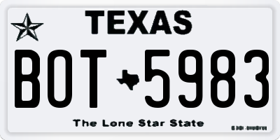 TX license plate BOT5983