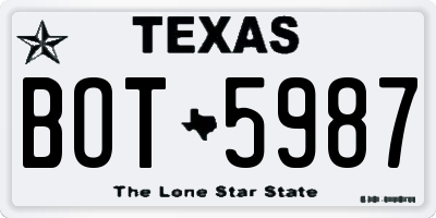 TX license plate BOT5987