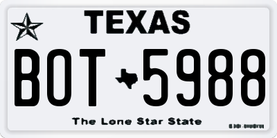 TX license plate BOT5988