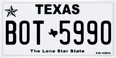 TX license plate BOT5990