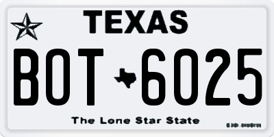 TX license plate BOT6025