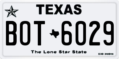 TX license plate BOT6029