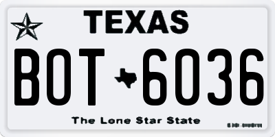 TX license plate BOT6036