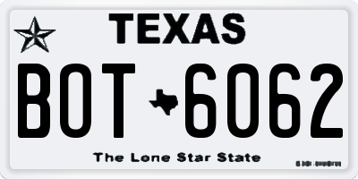 TX license plate BOT6062