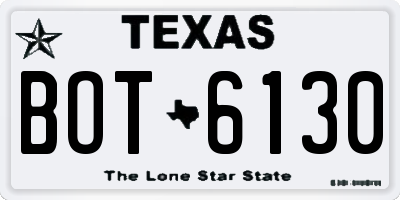 TX license plate BOT6130