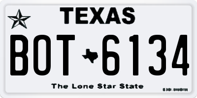 TX license plate BOT6134