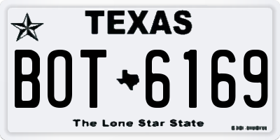 TX license plate BOT6169