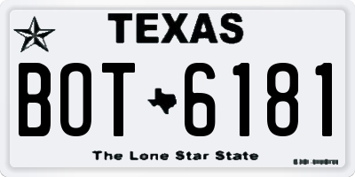 TX license plate BOT6181