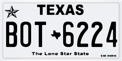TX license plate BOT6224