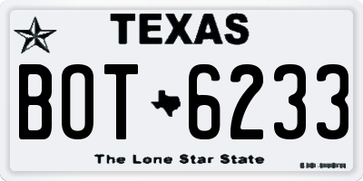 TX license plate BOT6233