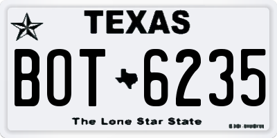 TX license plate BOT6235