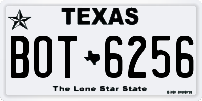 TX license plate BOT6256