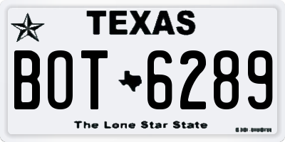 TX license plate BOT6289