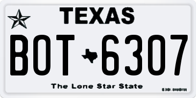 TX license plate BOT6307