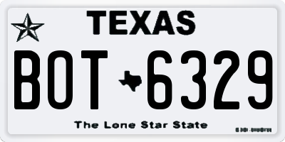 TX license plate BOT6329