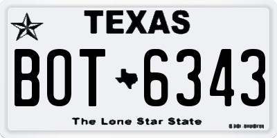 TX license plate BOT6343
