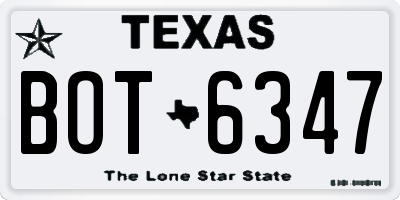 TX license plate BOT6347