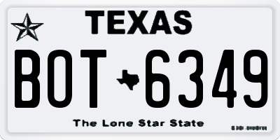 TX license plate BOT6349